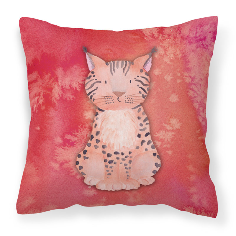 Coussin intérieur/extérieur en aquarelle lynx, 18 po x 18 po