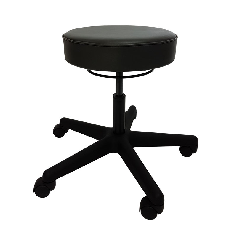 Tabouret rond en vinyle Kyzin, Noir