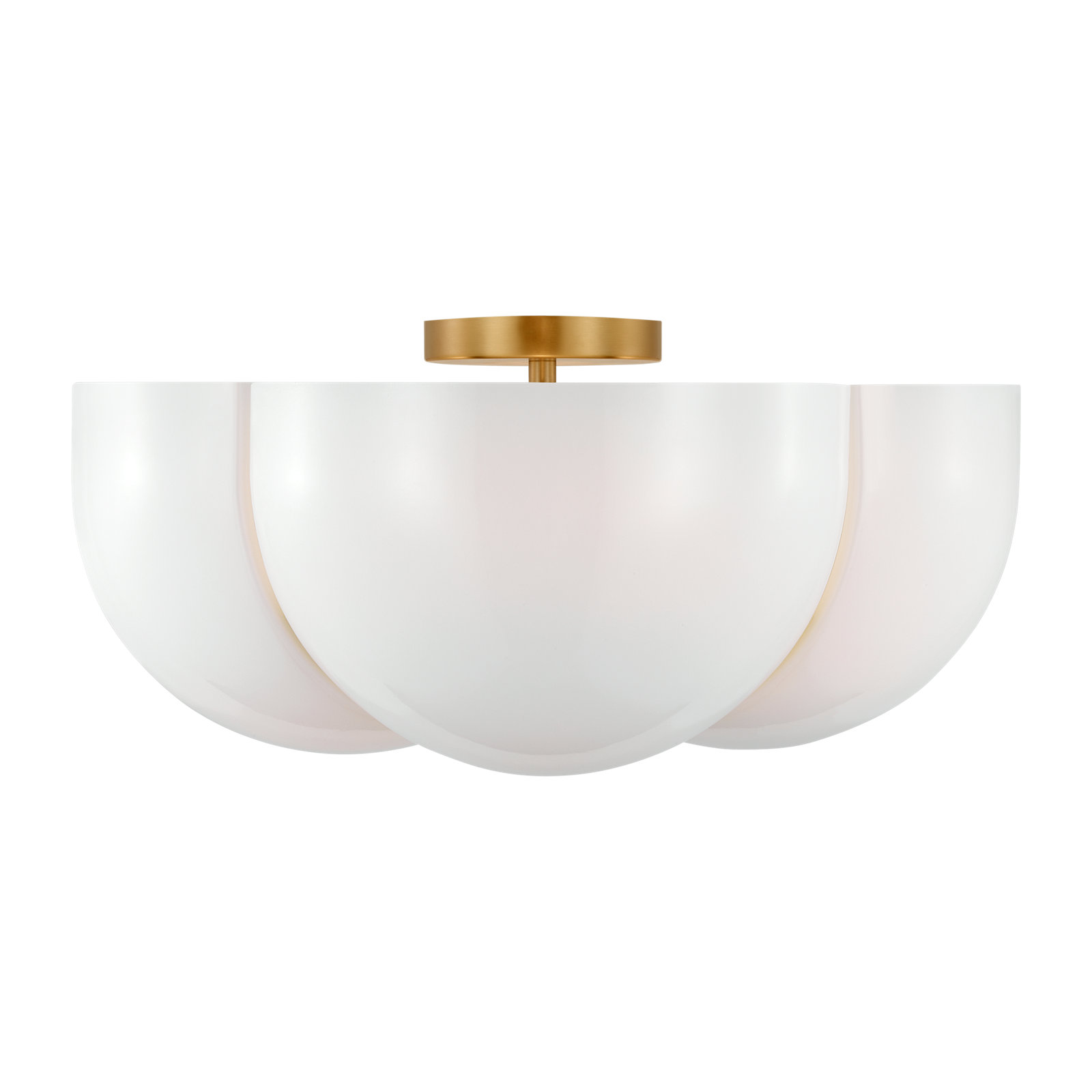 4 Light Glass Semi Flush Mount, Burnished Brass
