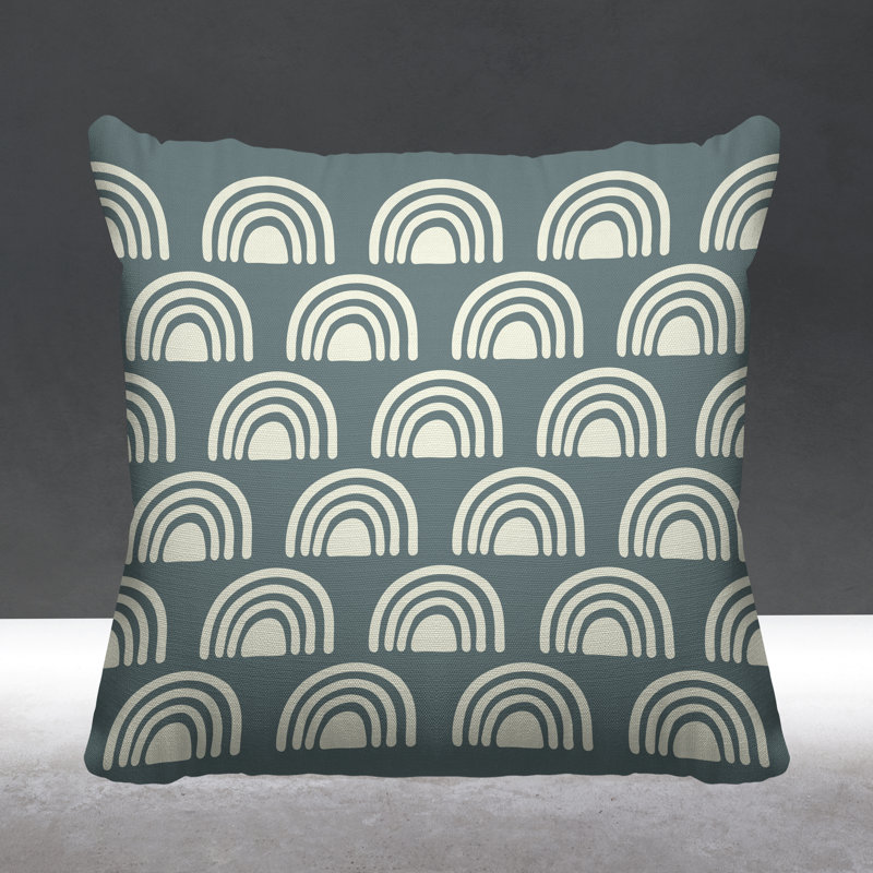 Abstract Outdoor Reversible Throw Pillow, 19W" x 19H", Grey Blue