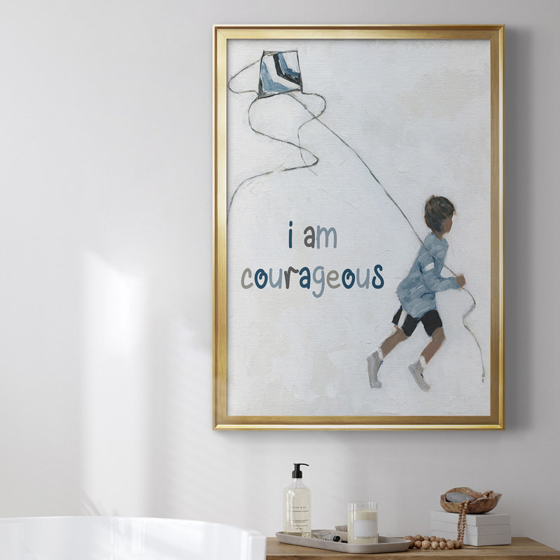 " Boy Flying Kite " Painting Print, Gold, 42.5" H x 30.5" W x 1" D