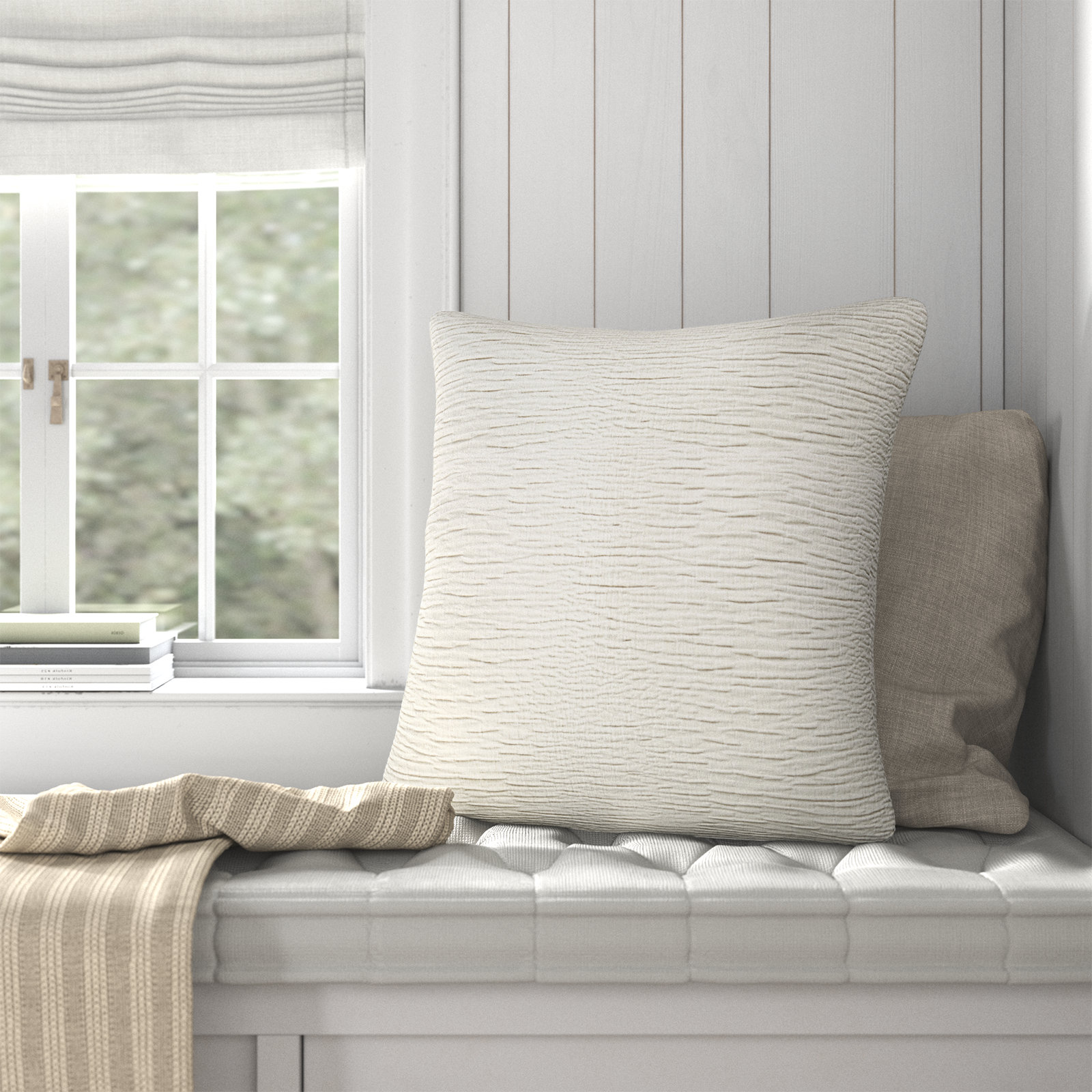 Edan Pillow Cover, Down, Silver, Square 22"