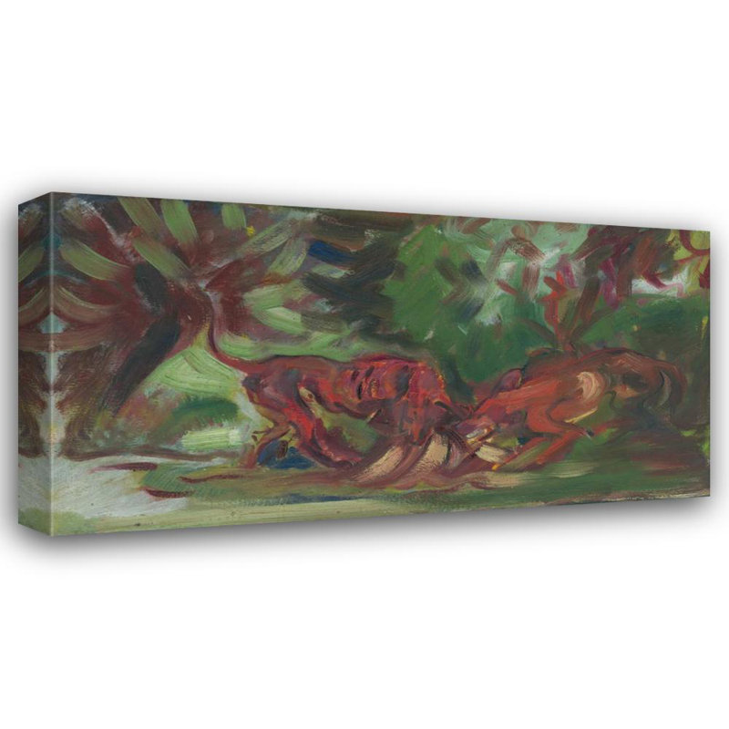 «Dogs Fighting» par Arnold Peter Weisz-Kubincan - Art mural sur toile tendue avec châssis, H 24 po x l 17 po