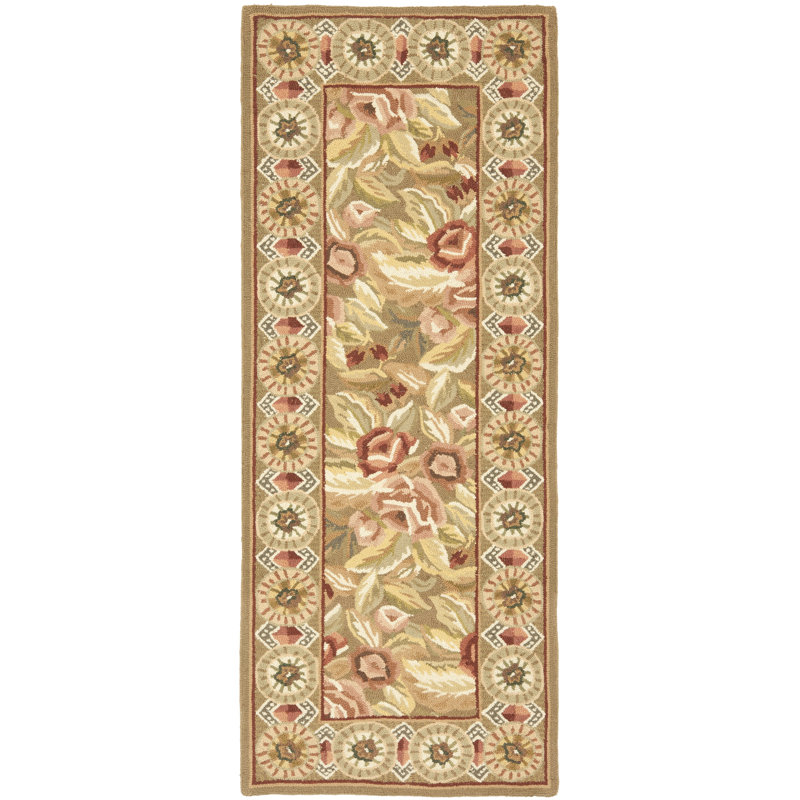 Chelsea Hand Hooked Wool Pile Floral Rug, Rectangle 5'3" x 8'3"