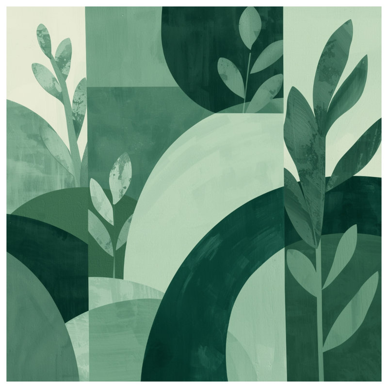 Green Geometric Botanical Comforter, King