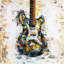 Guitare abstraite et colorée - reproduction d'art musical contemporain-1232633746-1232633759