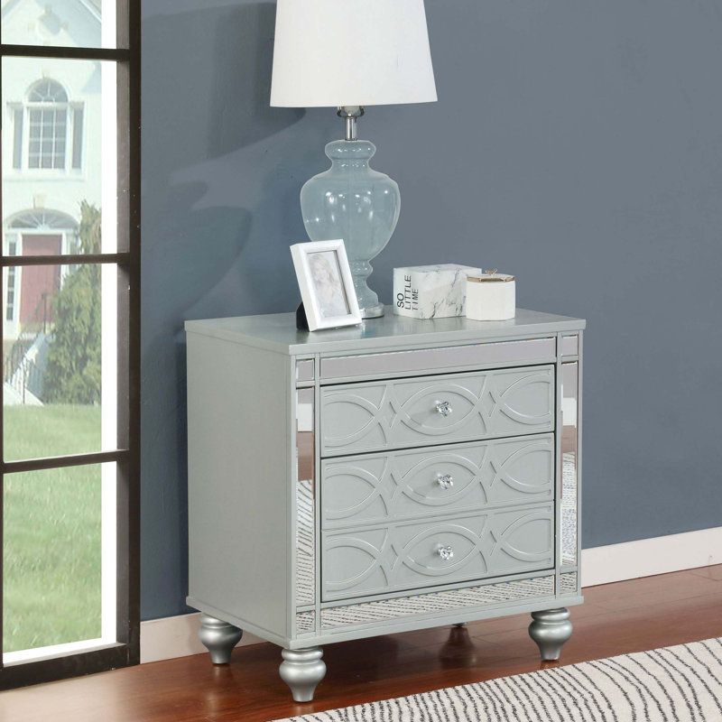 Table de chevet 2 tiroirs Menlo Metallic