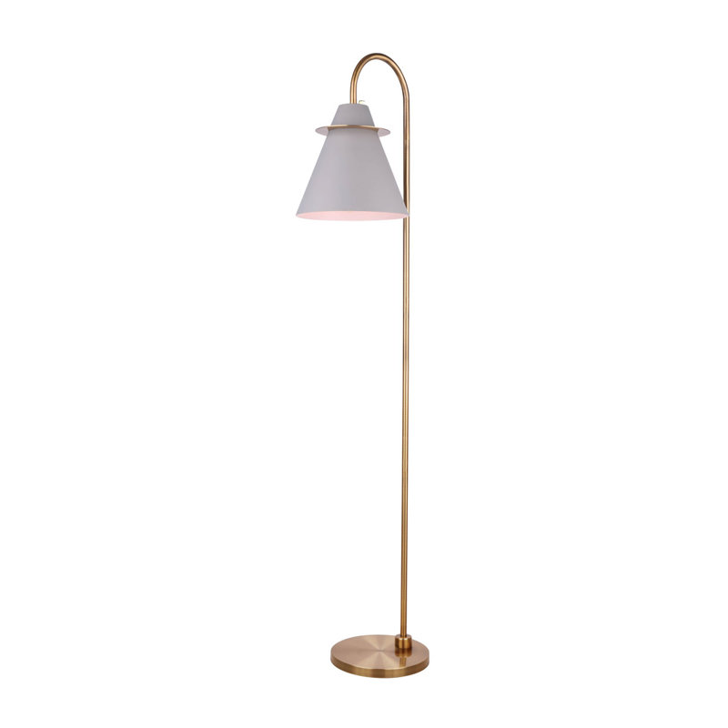 66" Arched Floor Lamp, Gold, Gray