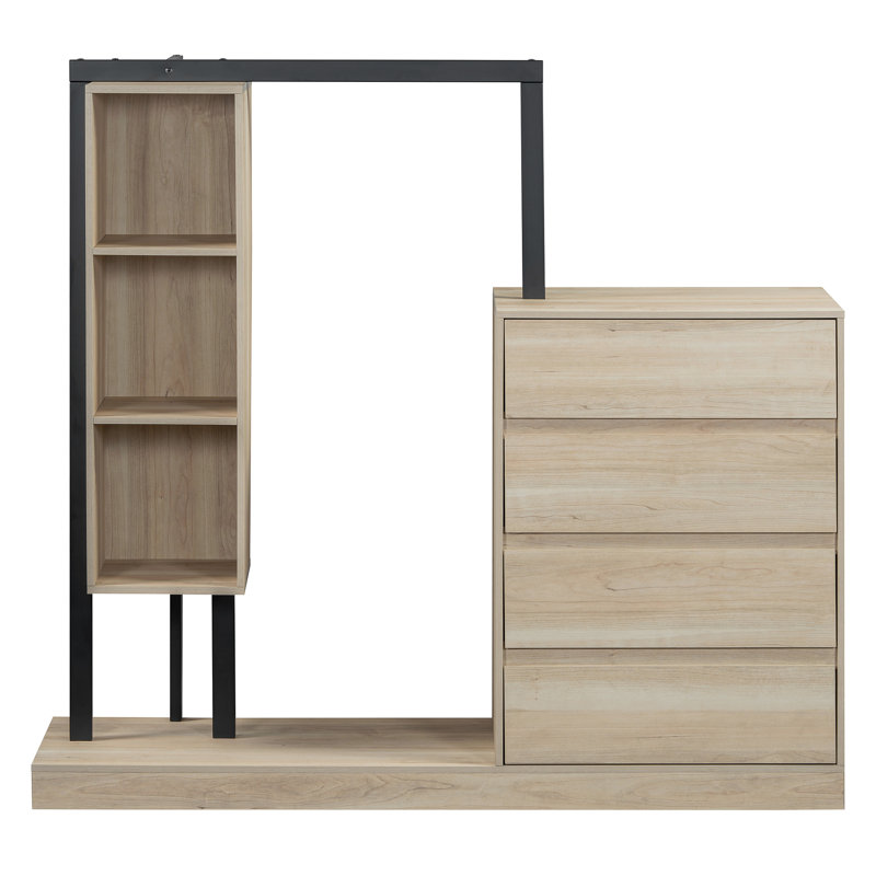 Armoire avec 4 tiroirs et 3 tablettes, Chêne