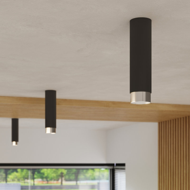 NERO Steel Flush Mount, Black/Chrome, 6x6x12,5 cm, 1 Light