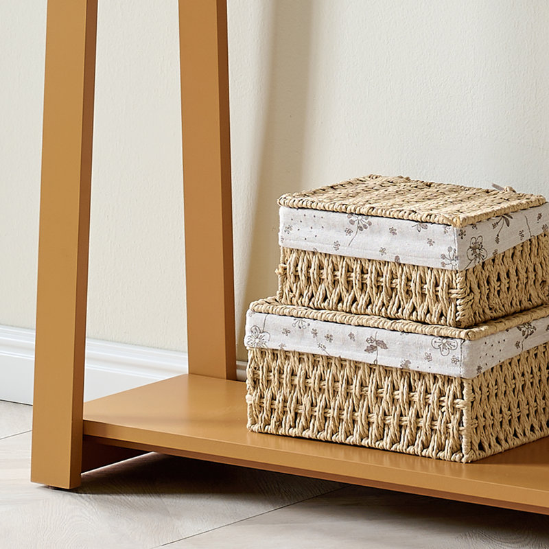 Console étroite de 36 pouces en bois moderne avec tablette de rangement à 2 niveaux pour l'entrée ou le salon, table de canapé mince pour le couloir ou derrière le canapé - Moutarde miel