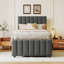 Lit plateforme simple tapissier avec lit gigogne et 3 tiroirs, tissu en lin, gris-2097012578