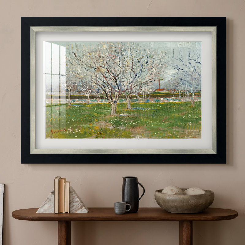 Verger en fleurs (pruniers), 1888 - Vincent van Gogh - Estampe encadrée sur mesure, 16x22 INNER SIZE, Framed Print with Mat