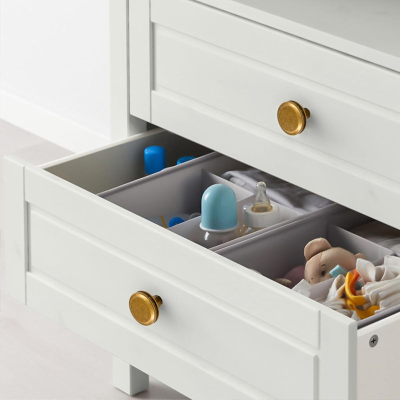 Paquet de 10 boutons d'armoire champagne - Poignées de tiroir rondes monotrou pour la salle de bain, la cuisine et les meubles - Durable et facile à installer