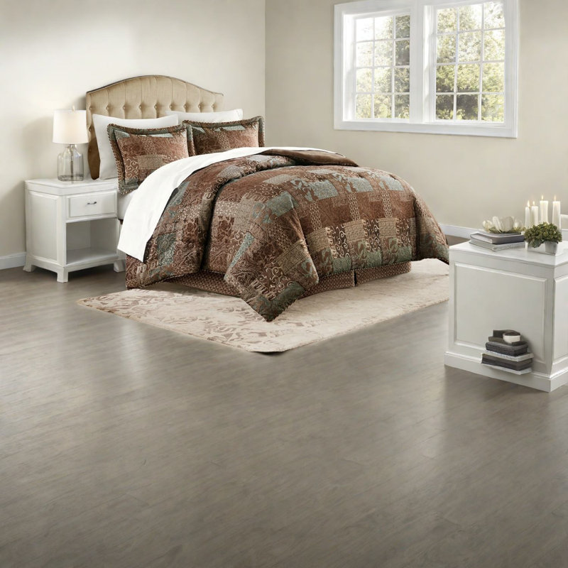 Ensembles de literie en polyester durable, très grand californien brun avec motif jacquard luxueux