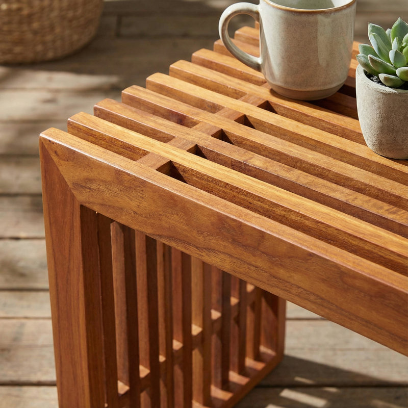 Oneridge Rectangular Teak Outdoor Side Table , 19.25'' in. W 14.75'' in. D