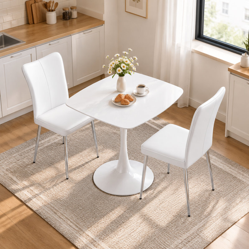 Table de salle à manger 31,5 po, Blanc mat