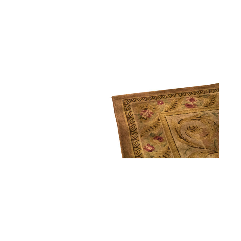 Savonnerie Wool Floral Area Rug in Brown