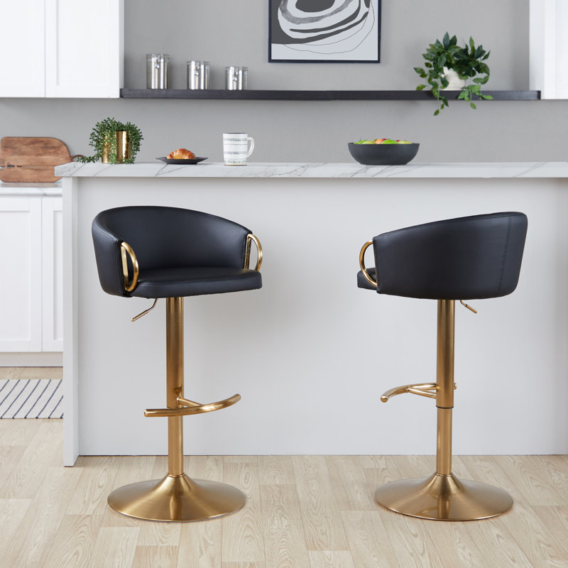 Tabouret de bar Laurenzio, Doré, Blanc