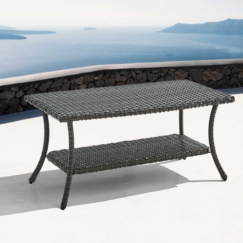 Herwick Rectangular Outdoor Side Table , 42 " W 23.5 " D, Gray