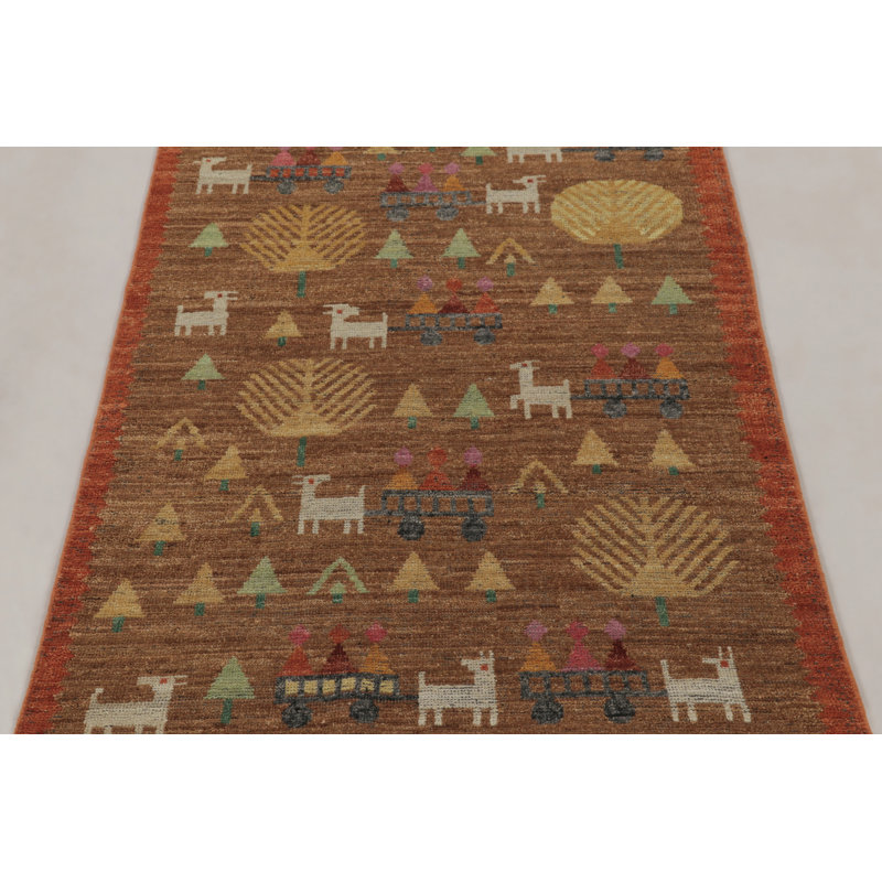 Handmade Wool Geometric Area Rug, Rectangle 6' x 8'