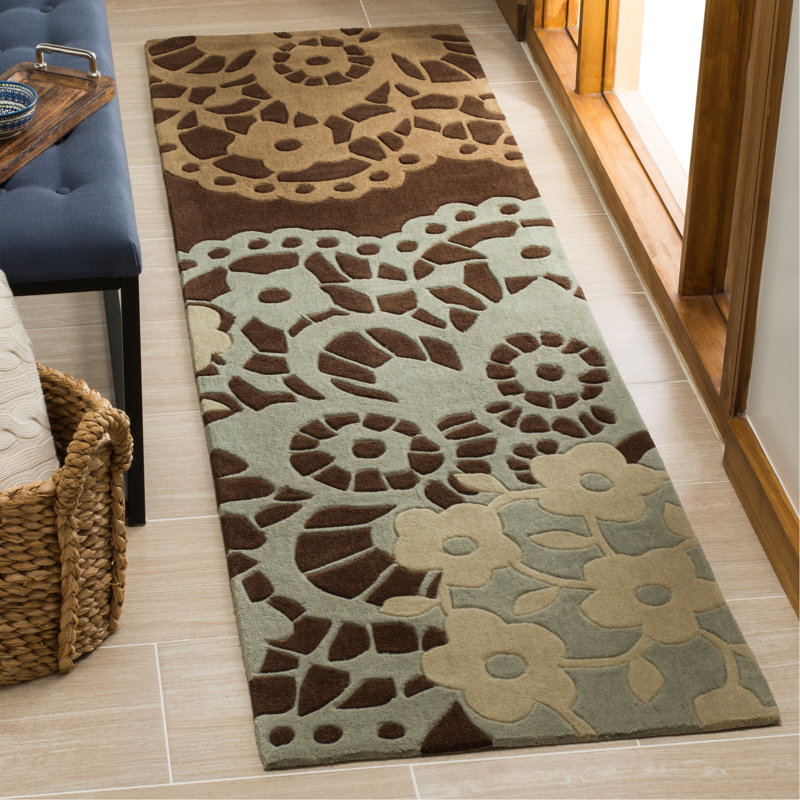 Modern Art Hand Tufted Performance Floral Rug, Square 5'