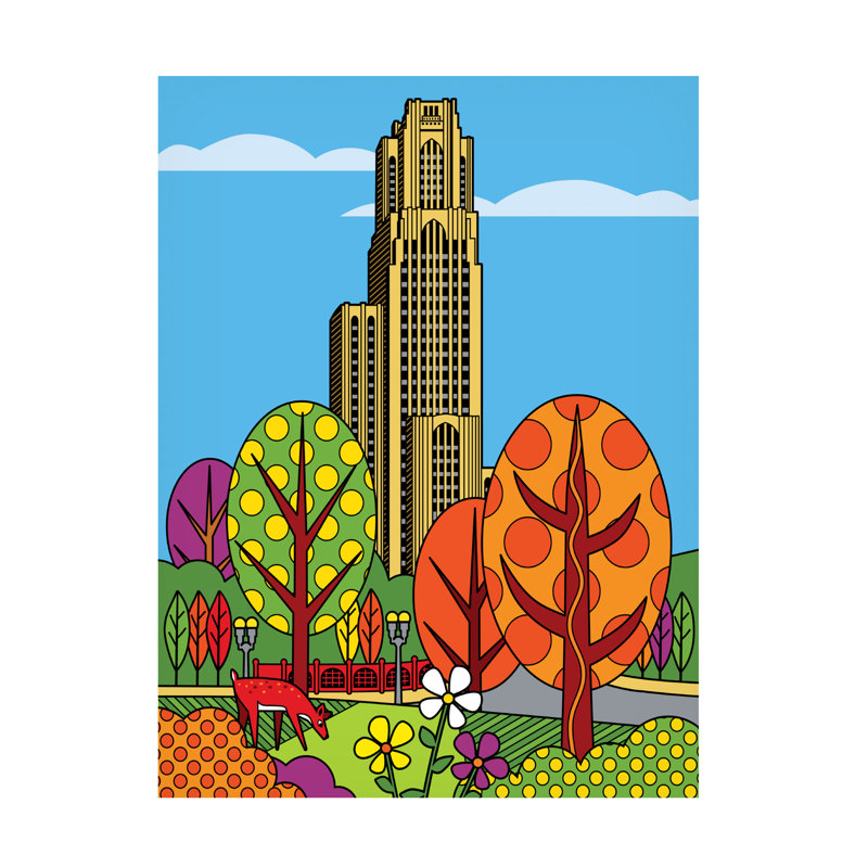 Cathédrale de Pittsburgh par Ron Magnes - peinture sur toile tendue, H 47 po x l 35 po x P 2 po