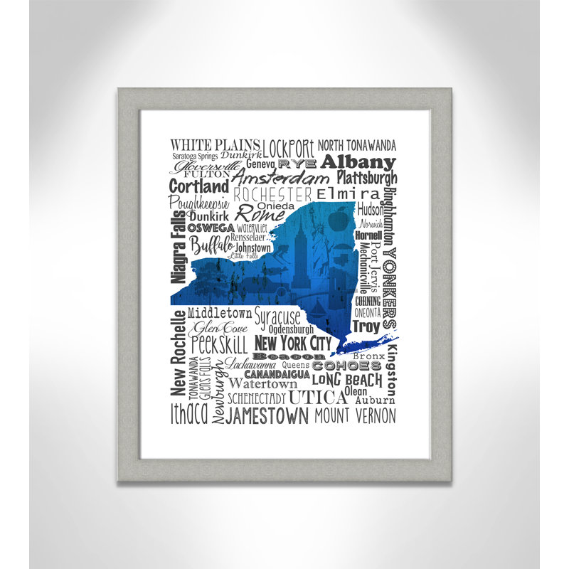 «State Your Name New York», art graphique encadré, Noir mat, l 23 po x H 27 po x P 1,25 po