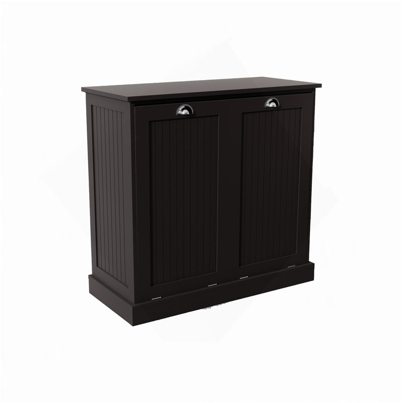 Armoire de trieur de linge à deux compartiments inclinable - noir