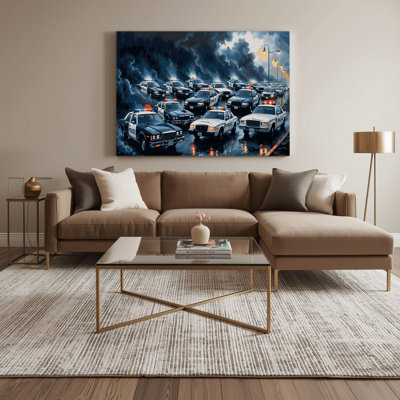 Art sur toile gris, transport et police