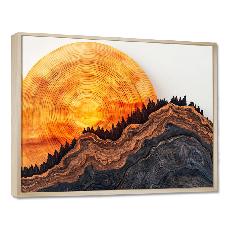«Sunrise Tree In Forest Landscape III», art sur toile, forêt, H 12 po x l 20 po, Reproduction avec cadre flottant