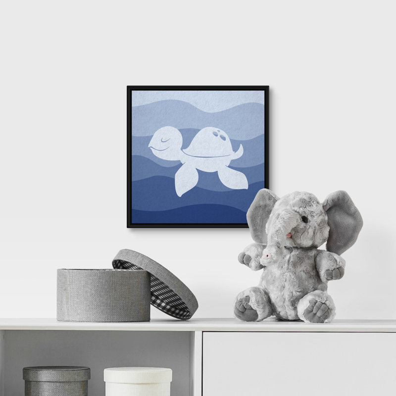 « sea tortue », impression Underwater Nursery, H 12 po x l 12 po x P 1,75 po, Cadre pour toile flottant noir