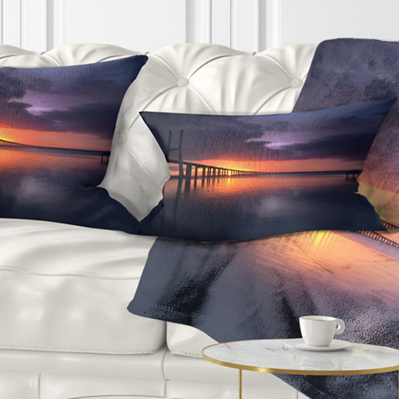 Coussin de portugal seascape vasco da gama bridge, Rectangle 12" x 20"