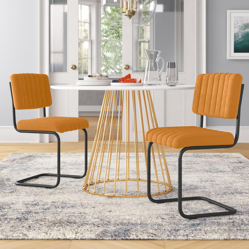Chaise d'appoint en velours Estes, Velours cognac