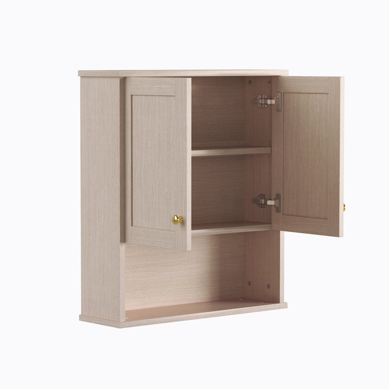 26" Wood Wall Cabinet Bathroom Storage Cabinet Over The Toilet Storage, With Adjustable Shelves, Light Oak