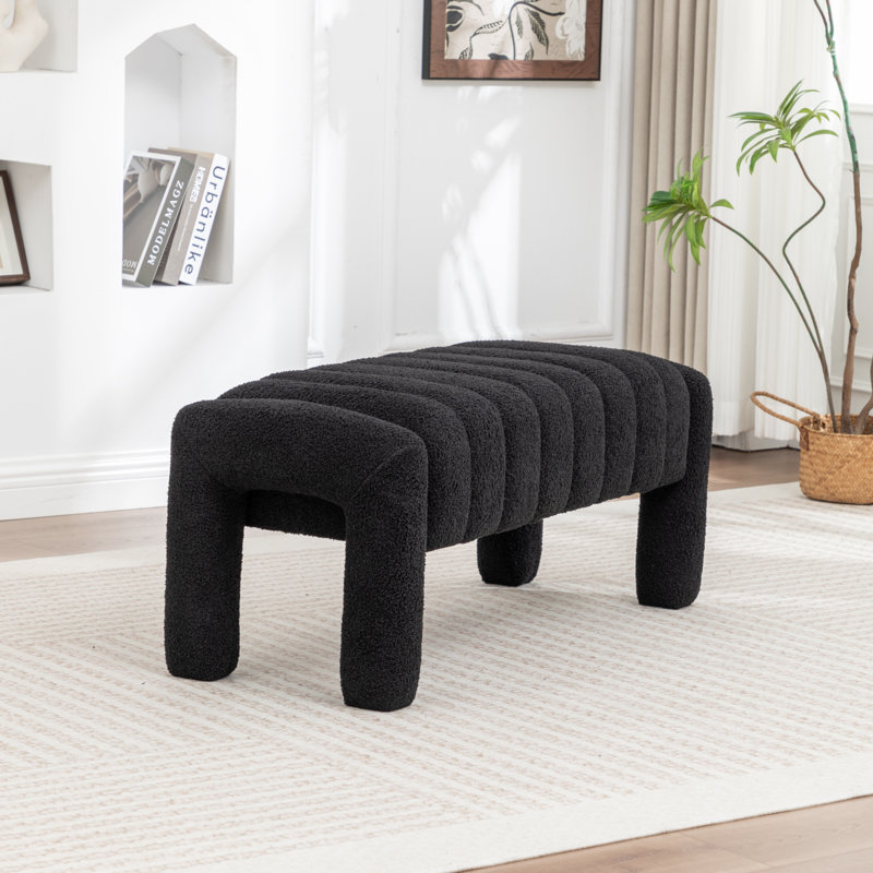 Channel Tufted Upholstered Bedroom Bench, Black