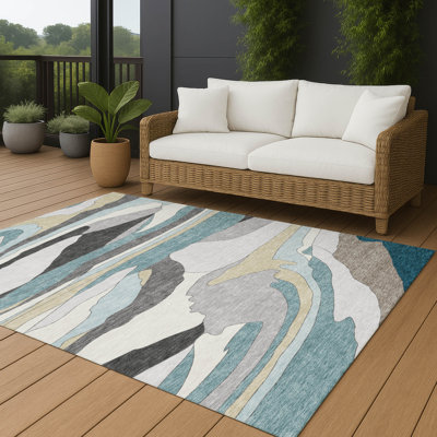 Machine Washable Indoor/Outdoor Chantille ACN2777 Abstract Rug