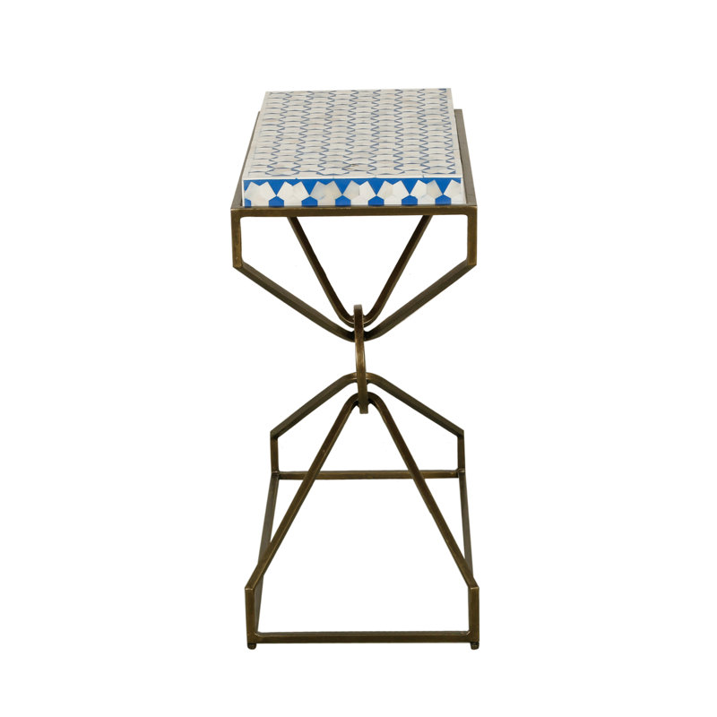 Alexandria 24" Side Table With Bone Inlay And Brass