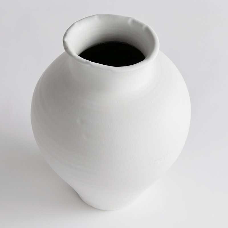 Ambretta Handmade Terracotta Table Vase, 16.75" H x 12" W x 12" D, White