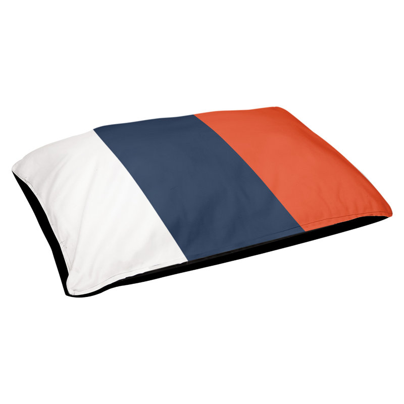 Coussin Atlanta, Grand (l 40 po x P 30 po x H 6,5 po), White/Navy/Orange