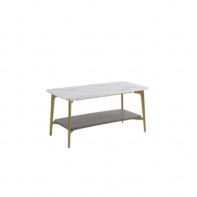 Coffee Table Rectangular Center Table for Living Room Open Space Side Table with Metal Frame
