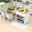 Kitchen Island with Extendable Dining Table, Built-in Charging Station and Lockable Wheels-105502193