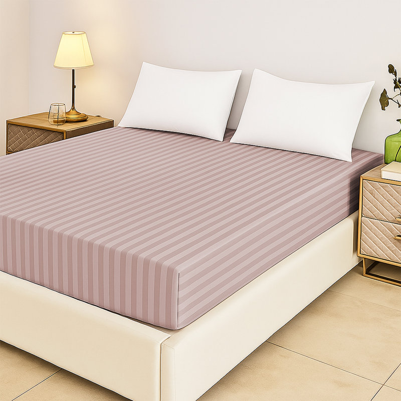 Tabbitha Striped Microfiber Standard Fitted Sheet, Single (3'), Pink