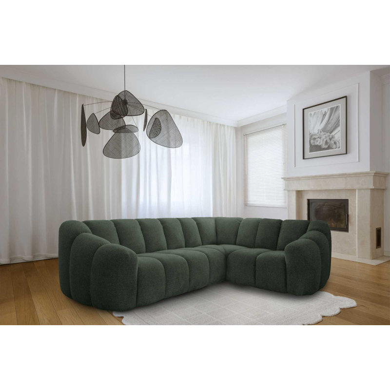 Shell Corner Sofa , Right Hand Facing, Green