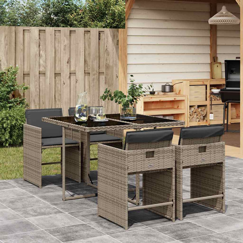 Patio Dining Set with, Grey, 5, 73 cm H x 110 cm W x 106 cm D, Grey, 4