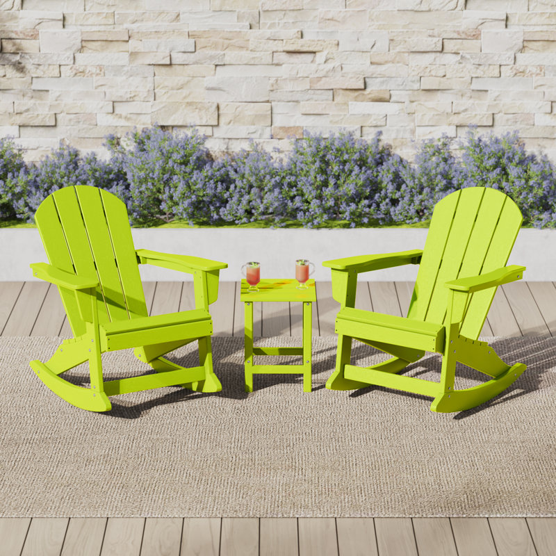 Chaise Adirondack à bascule en plastique avec table Laguna, Limette