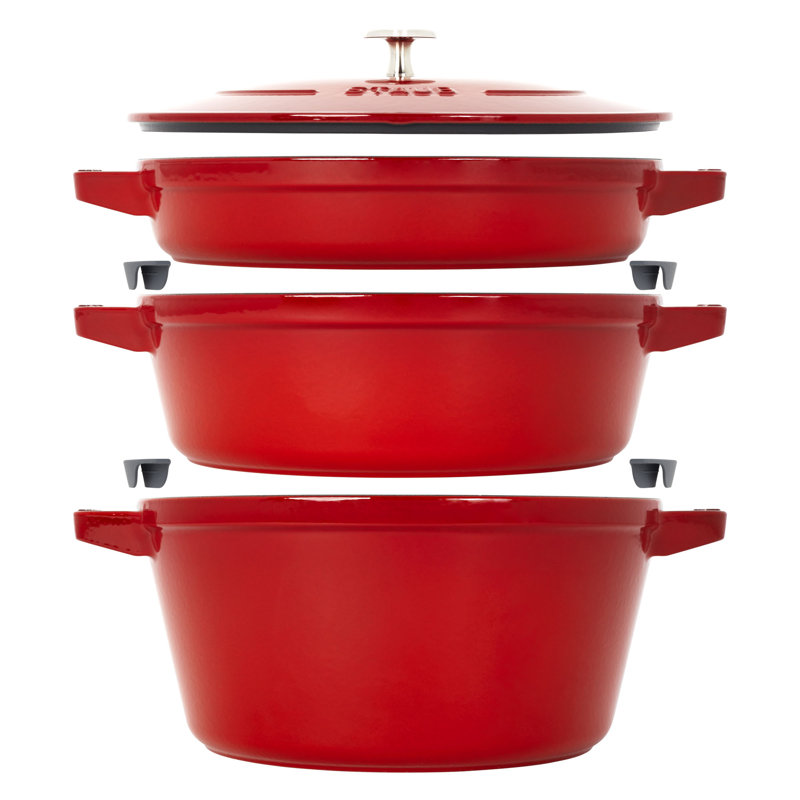La Cocotte Stackable Set Large, Cast Iron, Cherry