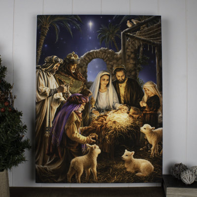 Imprimé à DEL à changement de couleur de 18 x 24 po La Nativité