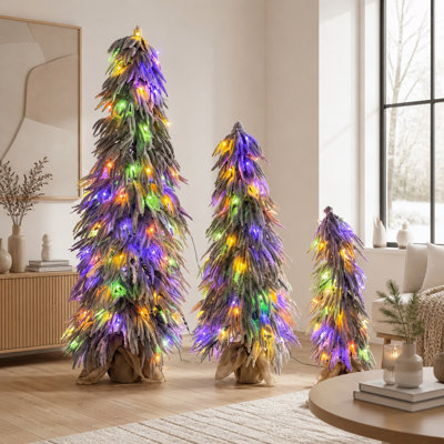 Ensemble de 3 arbres de Noël avec lumières DEL pré-installées