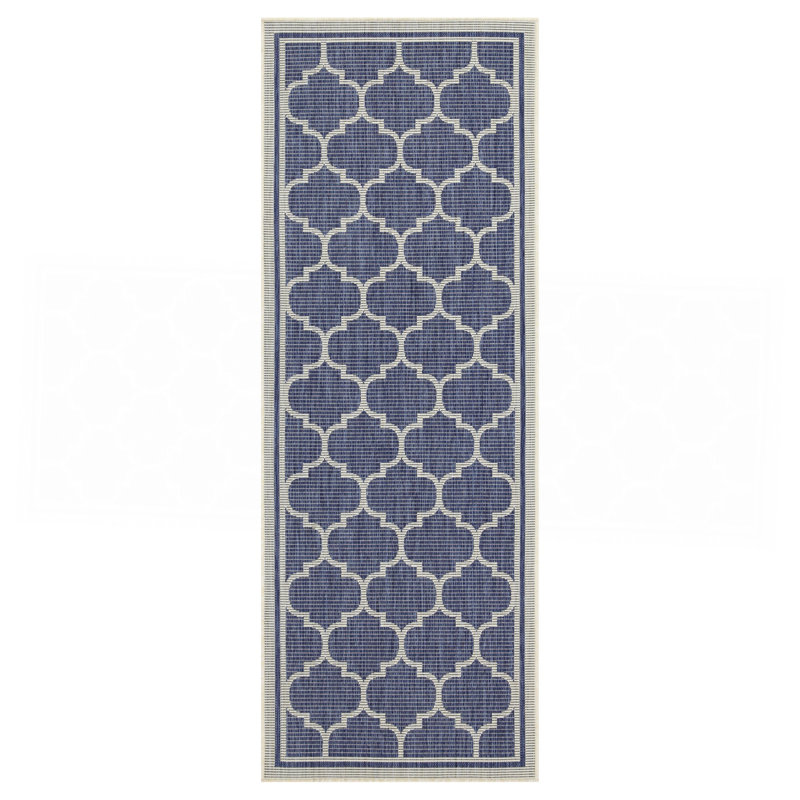 Blue Indoor/Outdoor Area Rug, Runner 2'7" x 7'3"